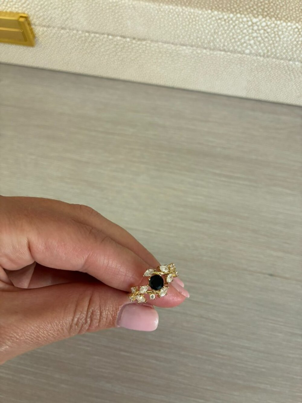 Black & Clear Crystal Statement Ring Size 7